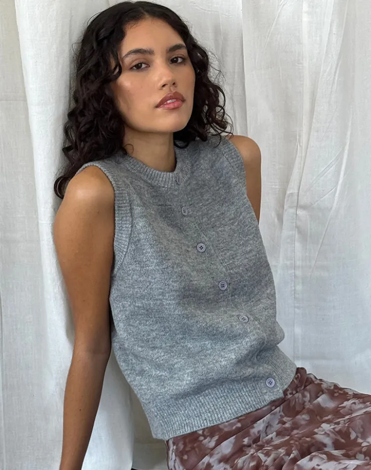 Women Motel Rocks Vest Tops | Cancri Button Through Vest in Grey