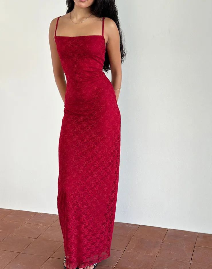 Women Motel Rocks Bodycon Dresses | Party Dresses | Cantha Maxi Dress in Mari Lace Red