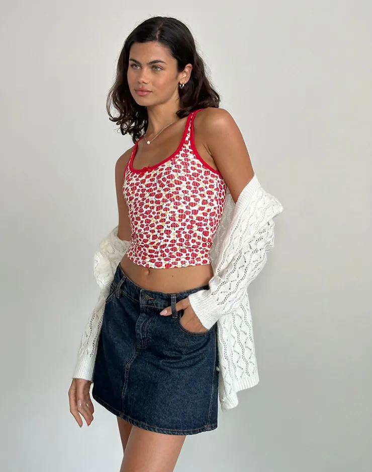 Women Motel Rocks Basic Tops | Vest Tops | Carili Vest Top in Strawberry 2023 Print