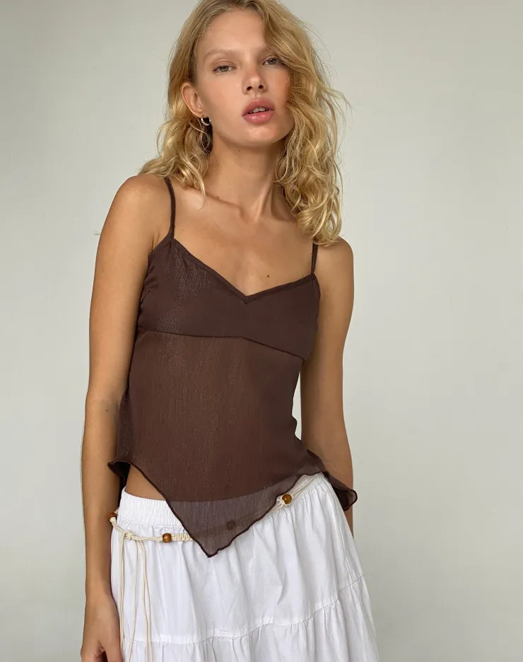 Women Motel Rocks Strappy Tops | Carmeline Longline Cami Top in Shimmer Brown