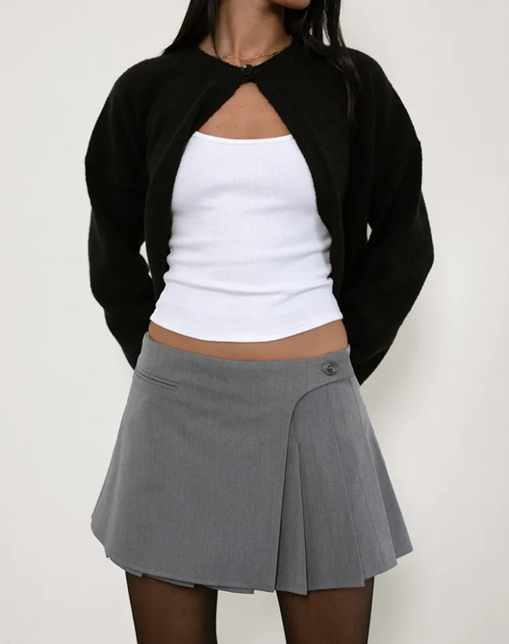 Women Motel Rocks Tailoring | Pleated Skirts | Carwita Panel Wrap Mini Skirt in Charcoal