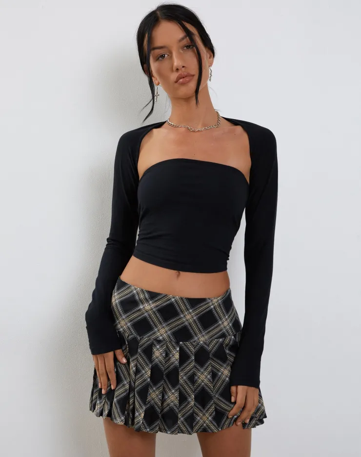 Women Motel Rocks Mini Skirts | Casini Pleated Micro Skirt in Black and Grey Check