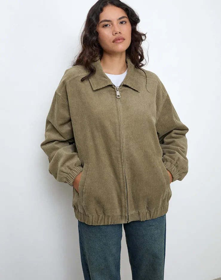 Women Motel Rocks Jackets | Cavita Jacket in Cord Artichoke Green