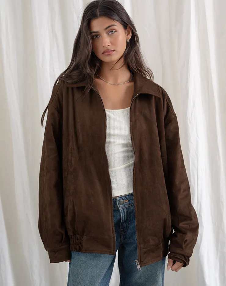 Women Motel Rocks Jackets | Cavita Jacket in Faux Suede Brown