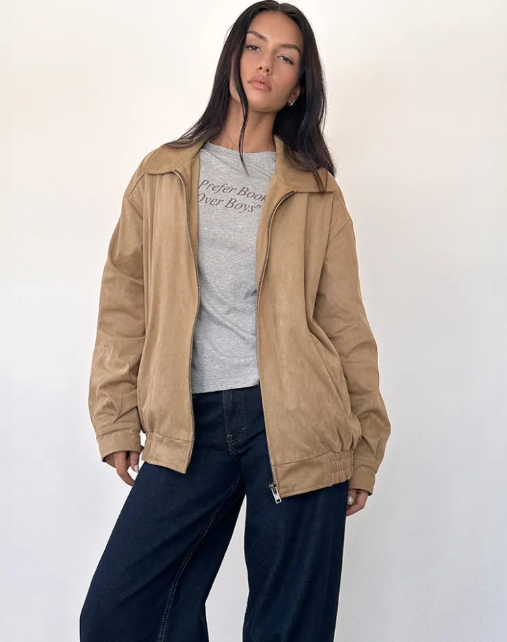 Women Motel Rocks Jackets | Cavita Jacket in Faux Suede Tan