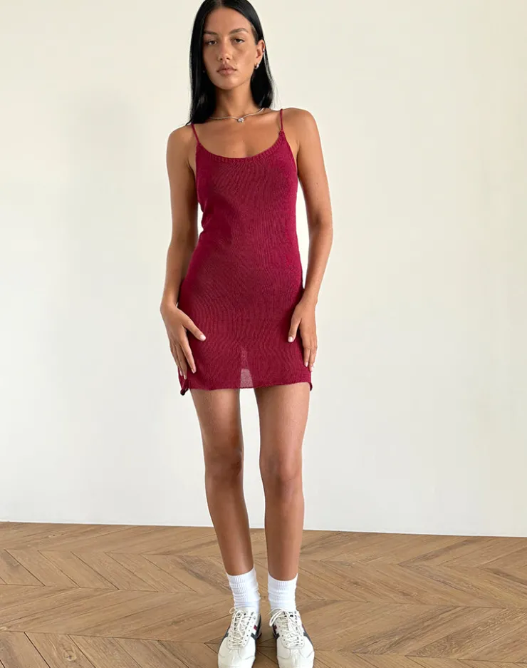 Women Motel Rocks Mini Dresses | Chiara Mini Dress in Sheer Knit Red