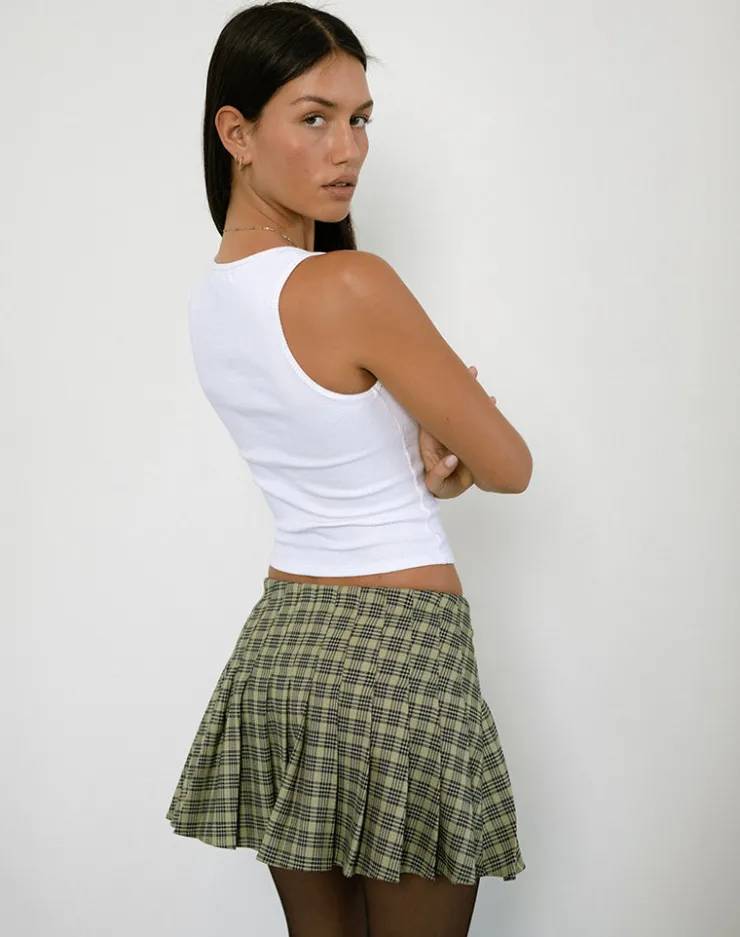 Women Motel Rocks Tailoring | Printed Skirts | Cida Small Pleated Mini Skirt in Yellow Check