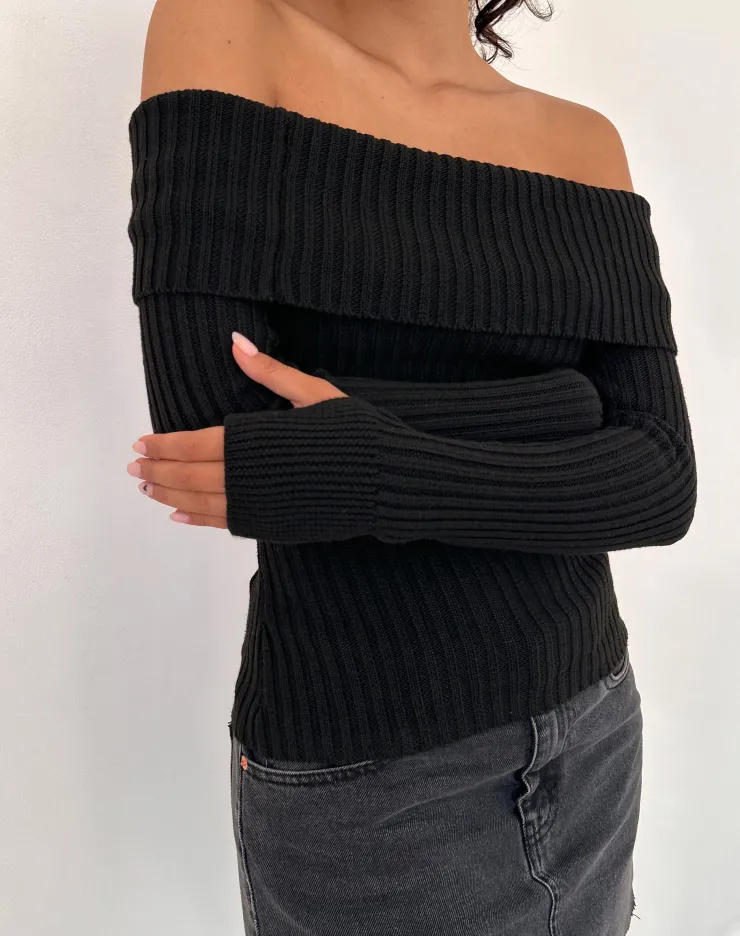 Women Motel Rocks Jumpers | Circe Off-Shoulder Long Sleeve Knit Top in