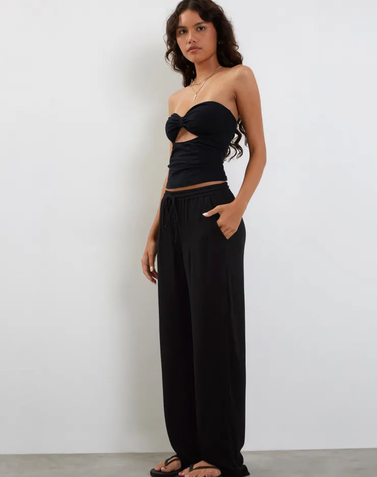 Women Motel Rocks Basics | Cisa Wide Leg Trouser in Crinkle Black