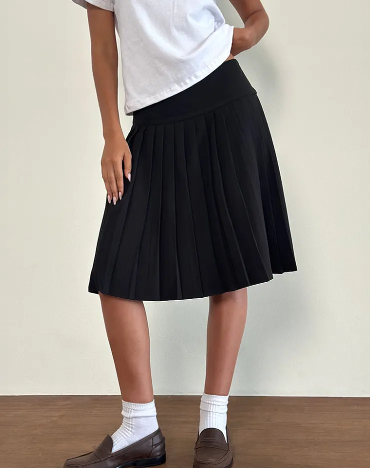 Women Motel Rocks Pleated Skirts | Midi Skirts | Citrani Pleated Midi Skirt in Black