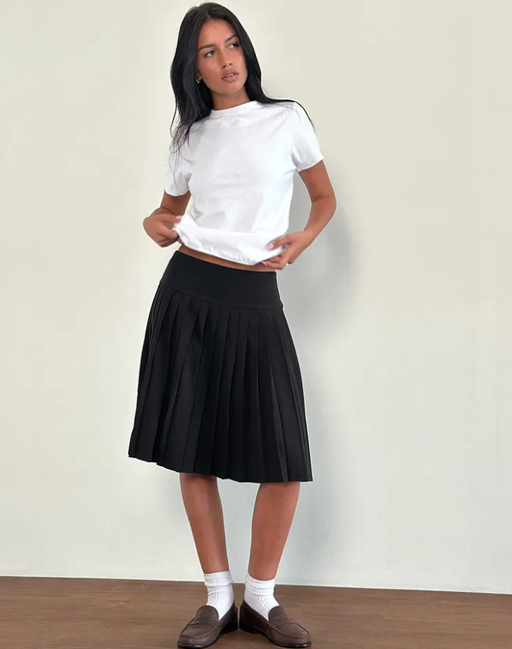 Women Motel Rocks Pleated Skirts | Midi Skirts | Citrani Pleated Midi Skirt in Black