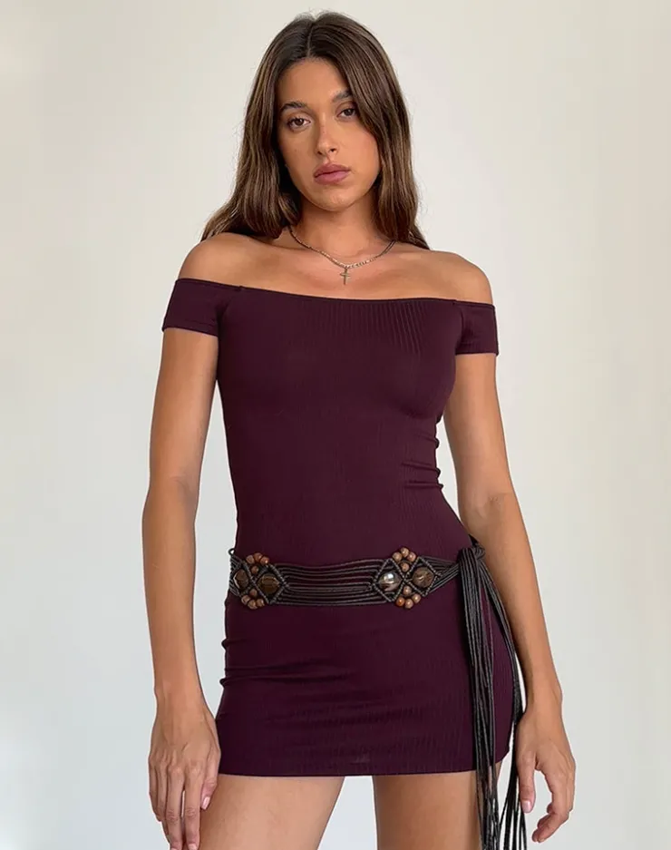 Women Motel Rocks Basics | Day Dresses | Ciya Mini Dress in Thick Rib Oxblood