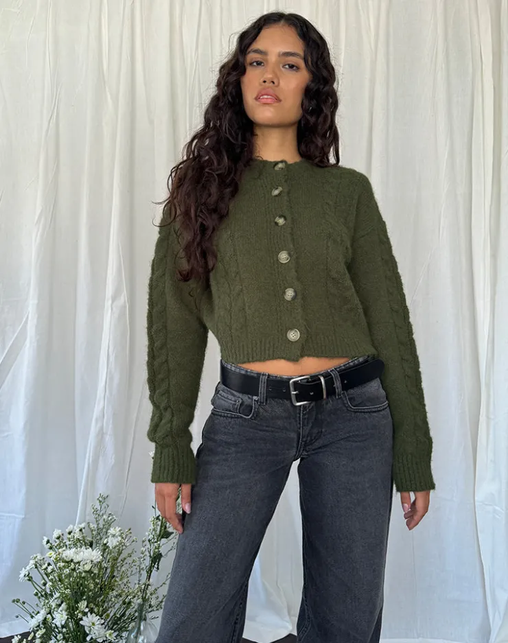 Women Motel Rocks Cardigans | Claire Knit Cardigan in Forest Green