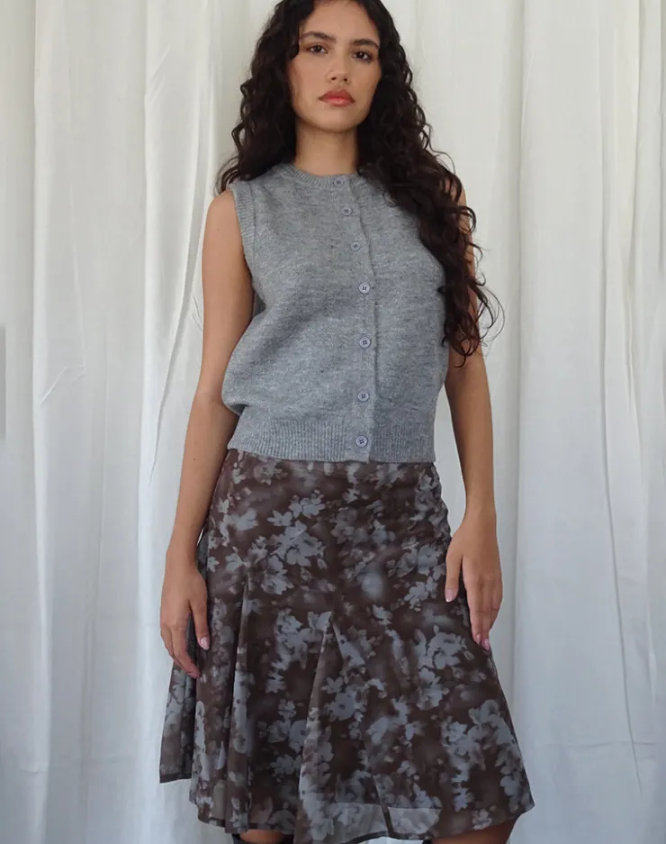 Women Motel Rocks Printed Skirts | Midi Skirts | Clarita Midi Skirt in Botanical Shadow Brown