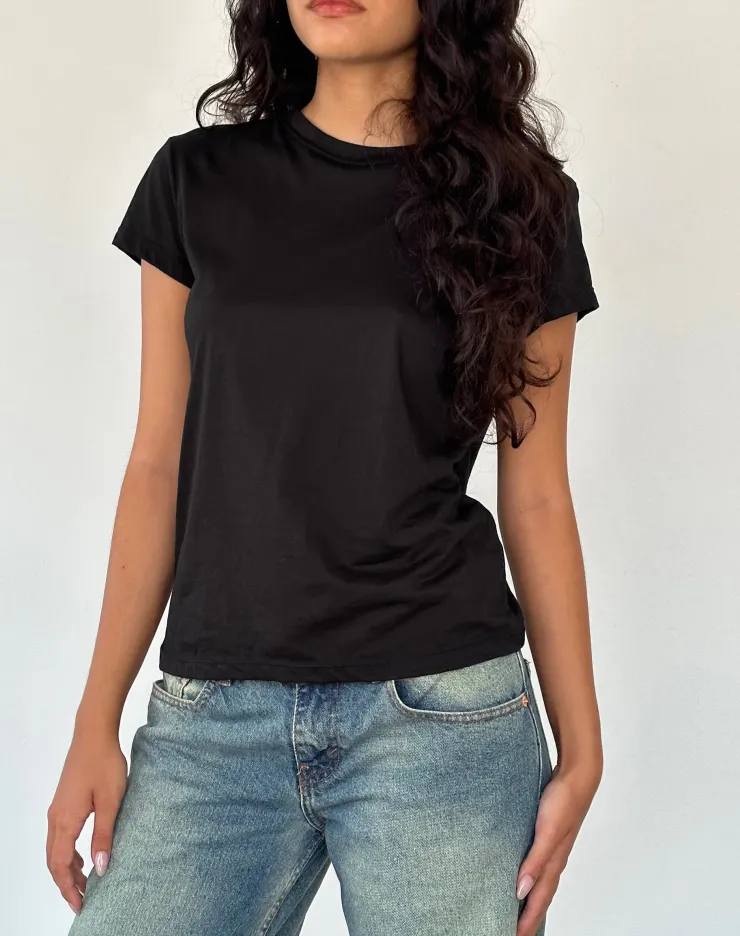 Women Motel Rocks Tees | Clio Baggy Tee in Black Tissue Jersey