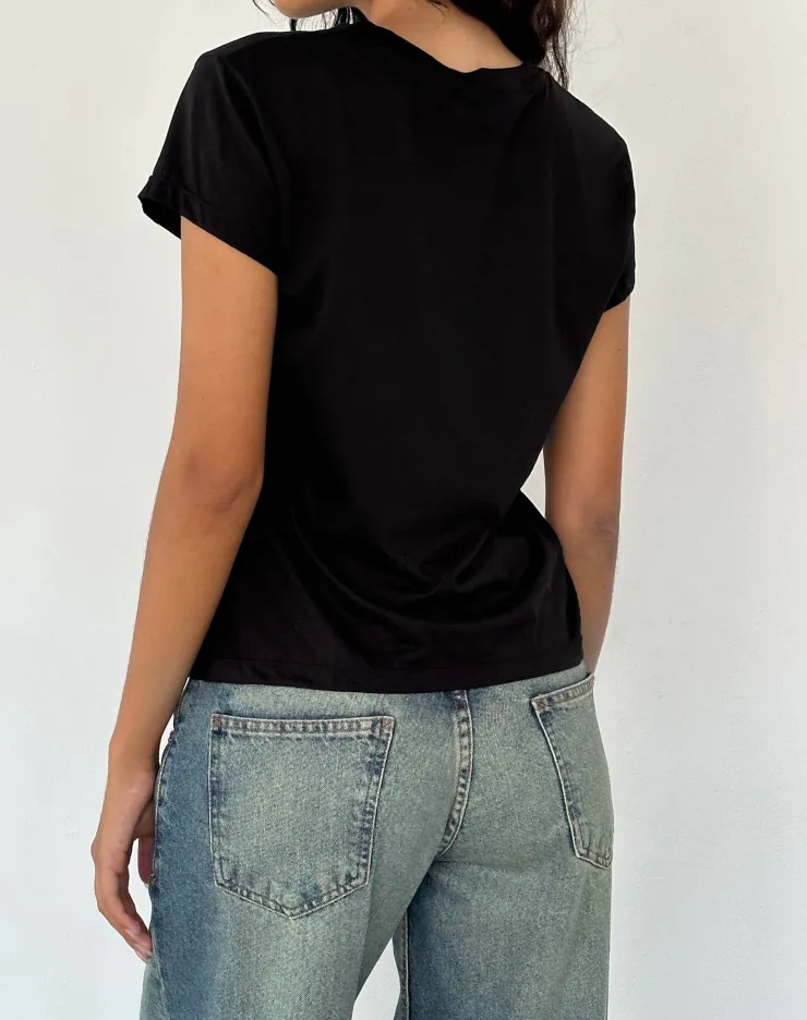 Women Motel Rocks Tees | Clio Baggy Tee in Black Tissue Jersey