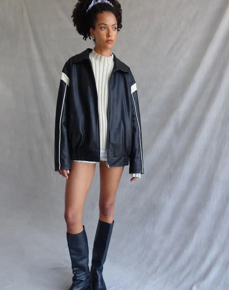 Women Motel Rocks Pu Jackets | Jackets | Corvina PU Jacket in Black with Ivory