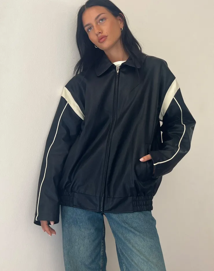 Women Motel Rocks Pu Jackets | Jackets | Corvina PU Jacket in Black with Ivory