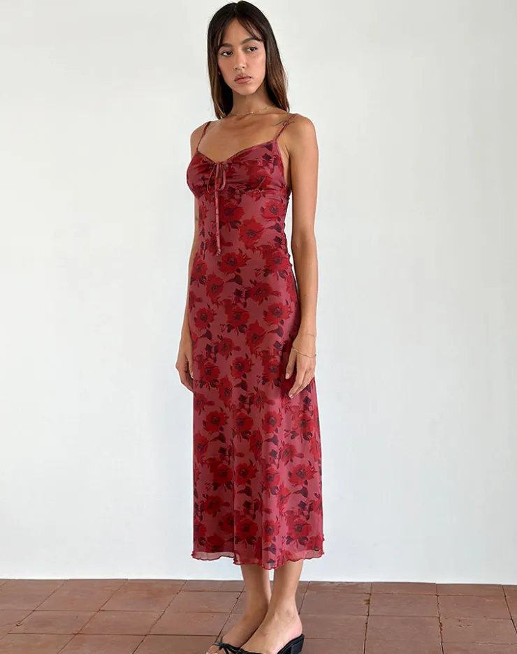 Women Motel Rocks Day Dresses | Midi Dresses | Coya Midi Dress in Fairy Floral Burgundy Flock