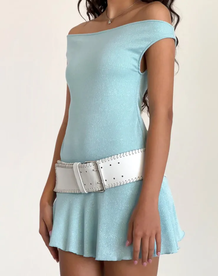 Women Motel Rocks Bodycon Dresses | Mini Dresses | Cynthia Mini Dress in Shimmer Rib Light Blue