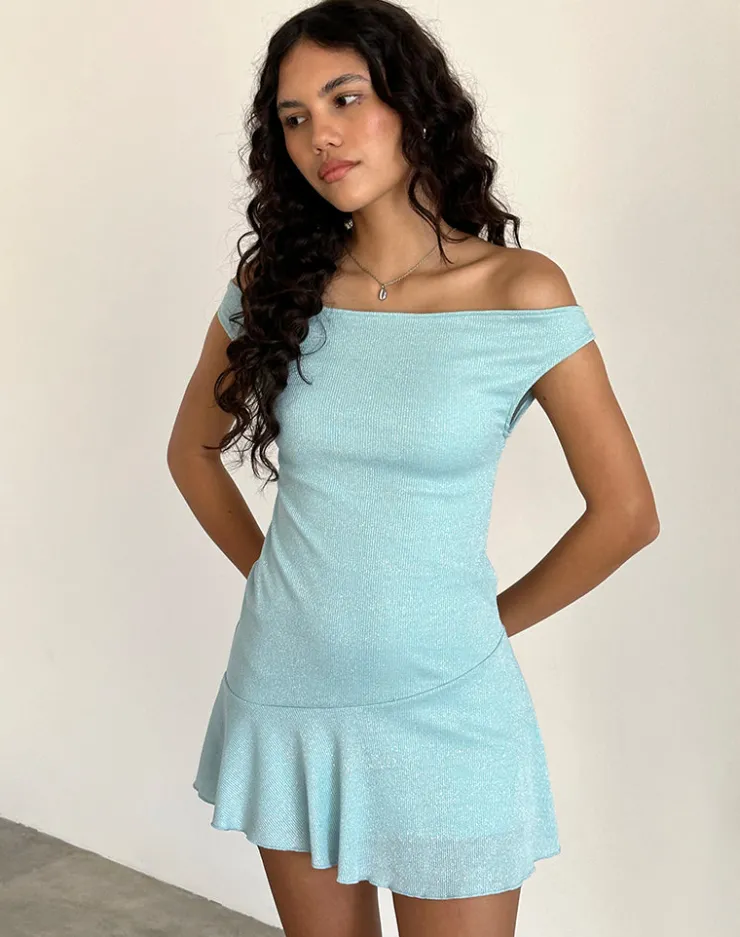 Women Motel Rocks Bodycon Dresses | Mini Dresses | Cynthia Mini Dress in Shimmer Rib Light Blue