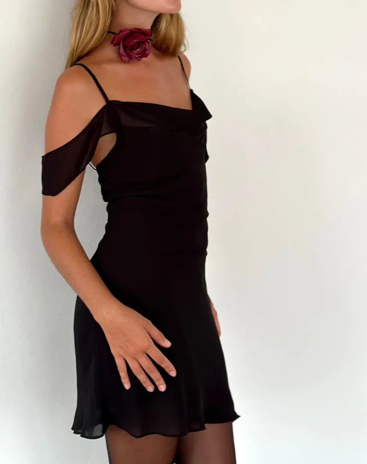 Women Motel Rocks Little Black Dresses | Party Dresses | Damia Mini Dress in Chiffon Black