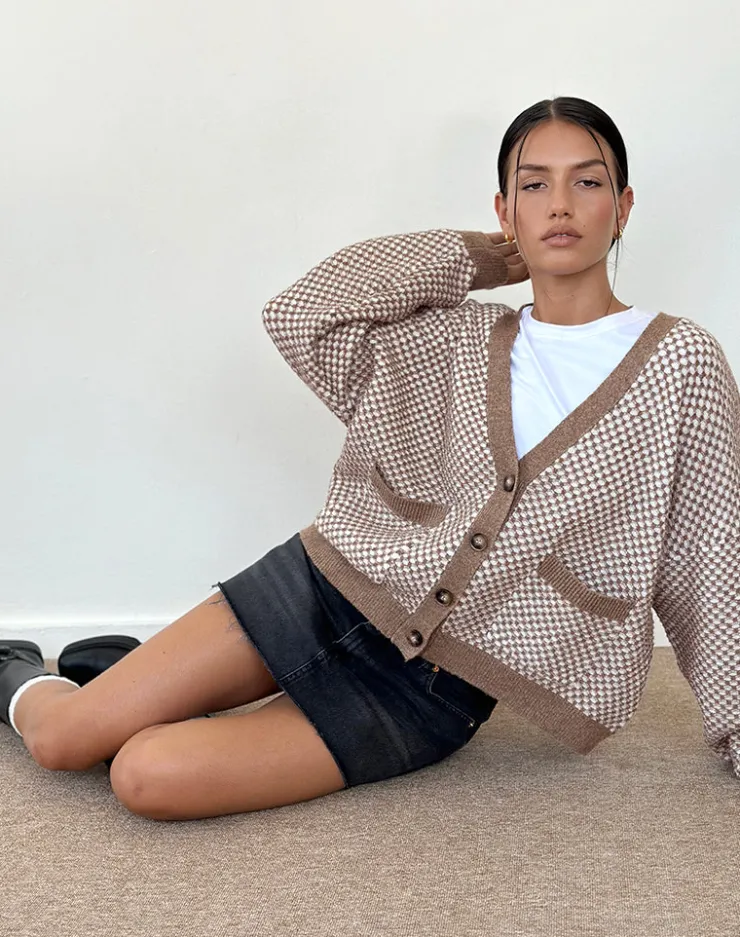 Women Motel Rocks Cardigans | Danov Cardigan in Brown Gingham