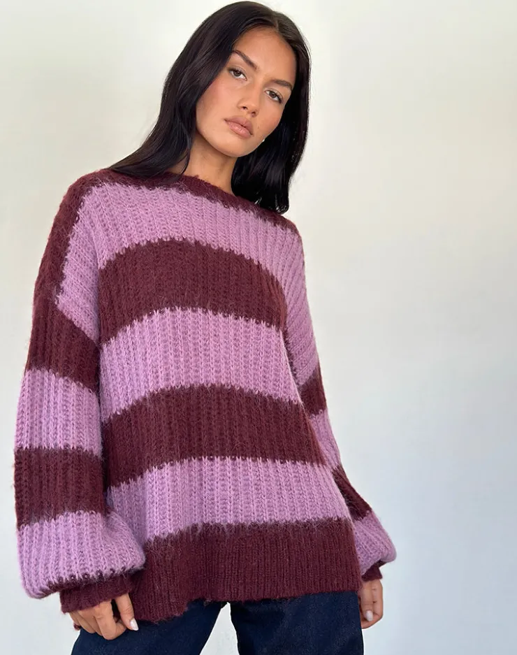 Women Motel Rocks Jumpers | Daren Jumper in Purple Stripe