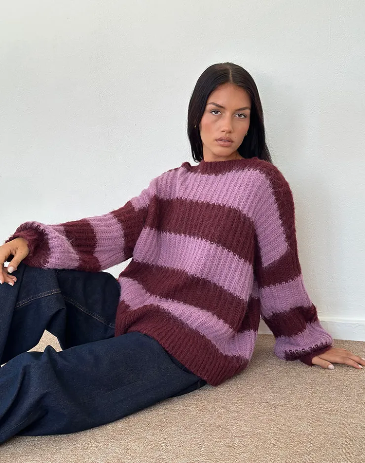 Women Motel Rocks Jumpers | Daren Jumper in Purple Stripe