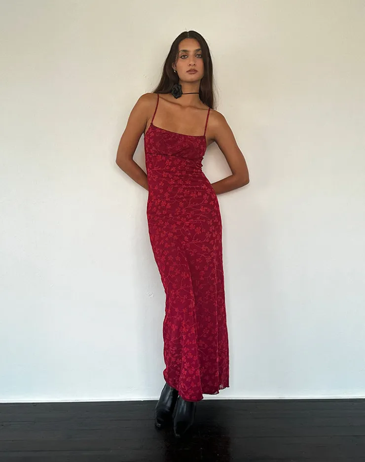 Women Motel Rocks Printed Dresses | Day Dresses | Darsih Cami Maxi Dress Red Grunge Floral Flock