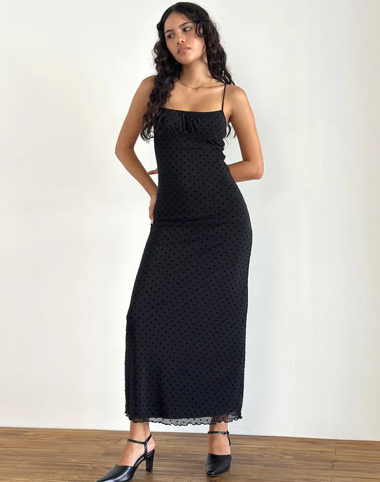 Women Motel Rocks Party Dresses | Maxi Dresses | Darsih Maxi Dress in Basic Polka Black Flock