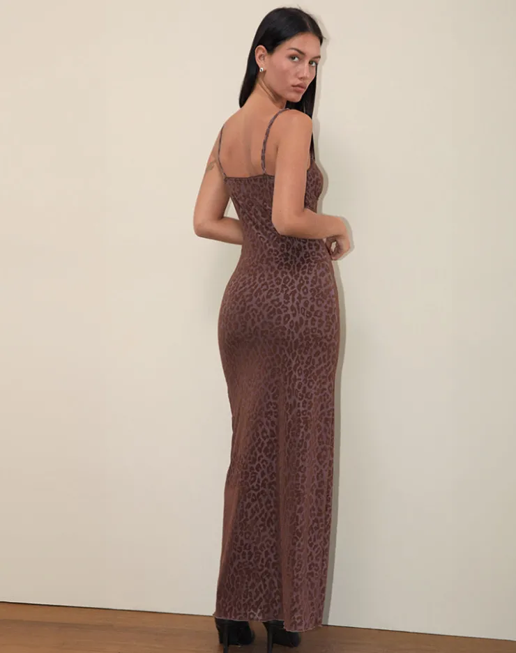 Women Motel Rocks Printed Dresses | Day Dresses | Darsih Maxi Dress in Rar Leopard Flock Chocolate