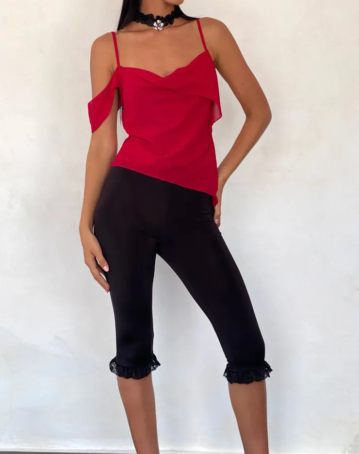 Women Motel Rocks Strappy Tops | Going Out Tops | Davila Top in Chiffon Deep Red