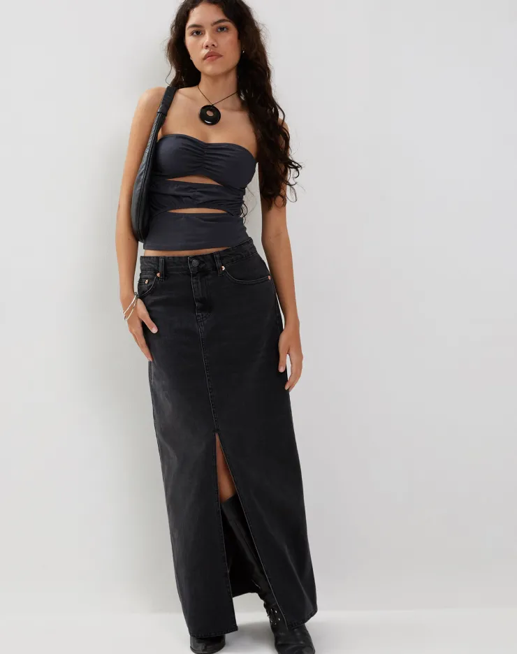 Women Motel Rocks Basics | Basic Tops | Dayu Bandeau Crop Top in Ocean Storm