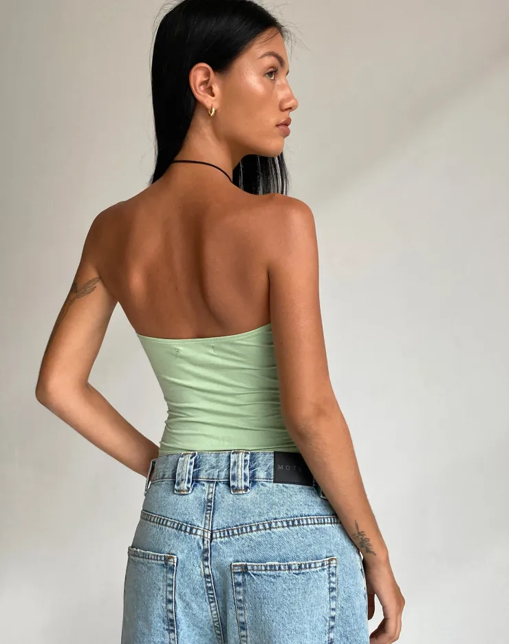 Women Motel Rocks Bandeau Tops | Dayu Bandeau Crop Top in Silver Sage