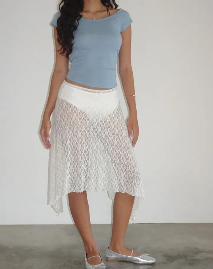 Women Motel Rocks A Line Skirts | Midi Skirts | Dendro Midi Skirt in Lace Ivory