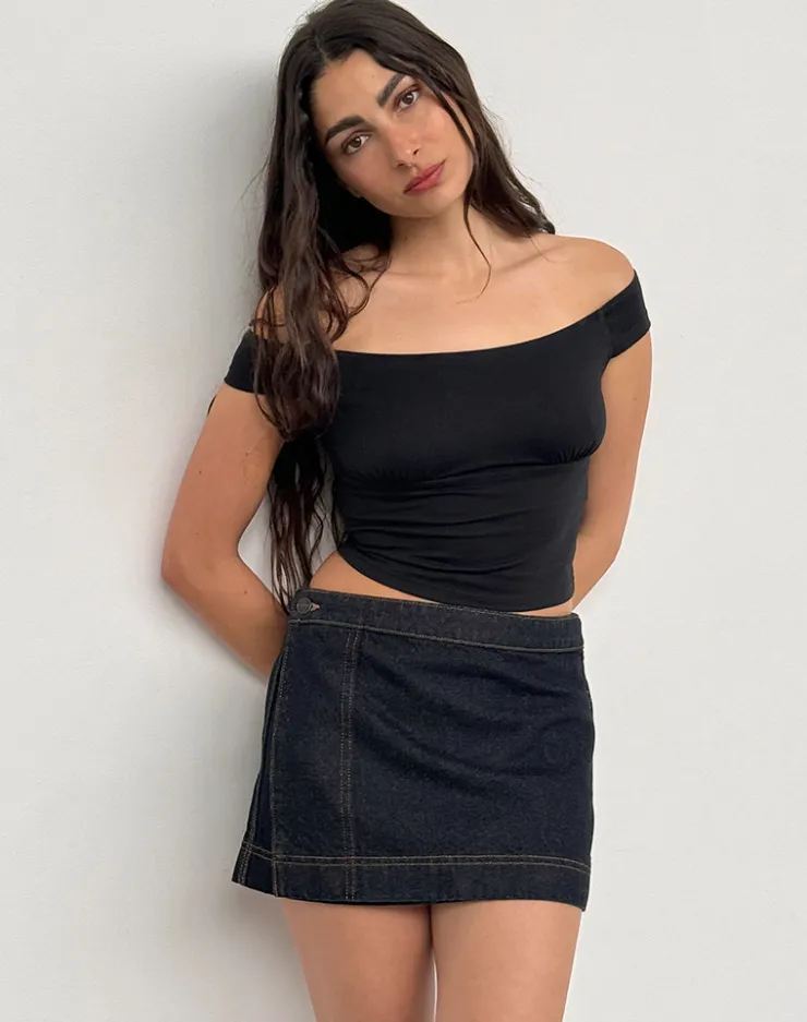 Women Motel Rocks A Line Skirts | Denim Skirts | Denim Mini Wrap Skirt in Indigo