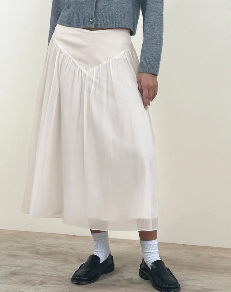 Women Motel Rocks A Line Skirts | Maxi Skirts | Derika V Waist Maxi Skirt in Cream