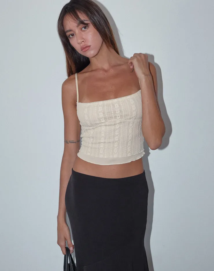 Women Motel Rocks Vest Tops | Strappy Tops | Deska Cami Top in Lace Ivory