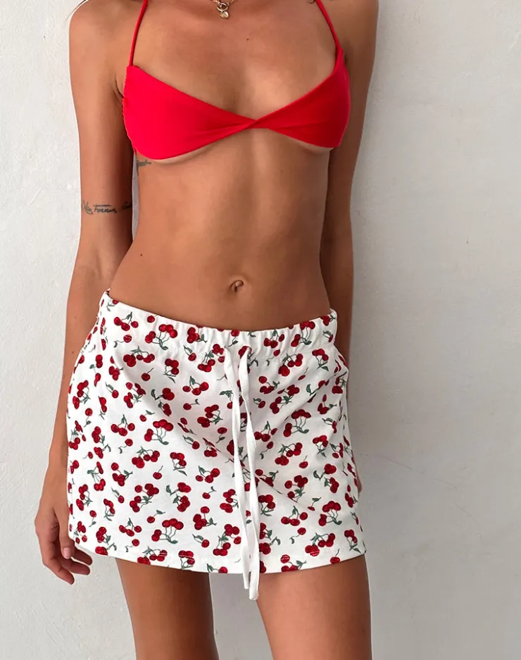 Women Motel Rocks Swimwear | Printed Skirts | Dheca Mini Skirt in White Cherry Print