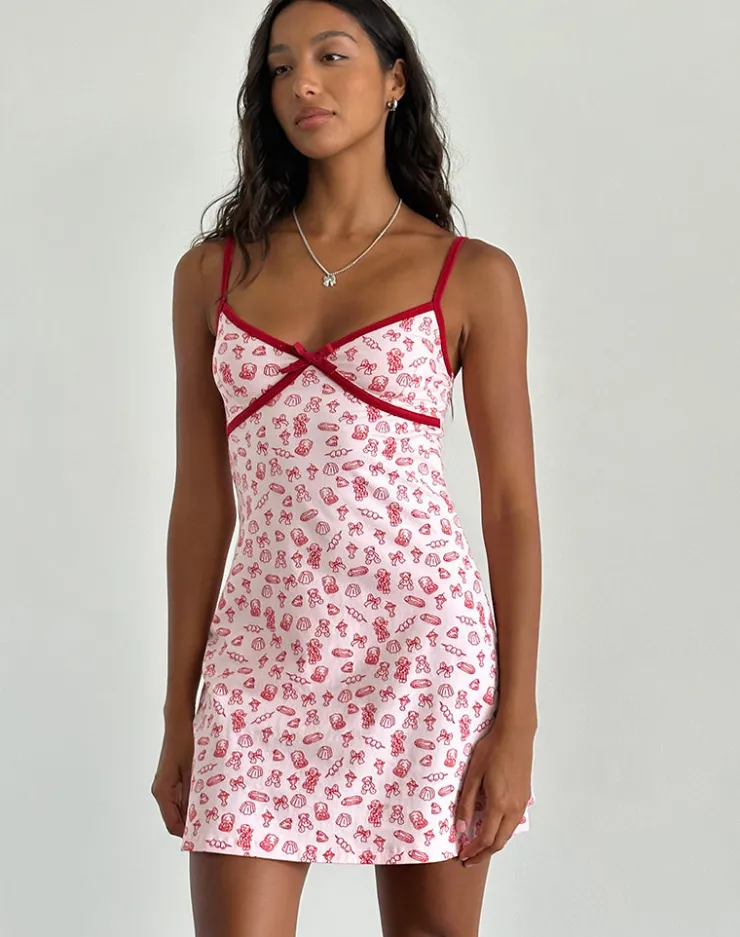 Women Motel Rocks Printed Dresses | Day Dresses | Dimaya Mini Dress in Girlie Print with Red Binding