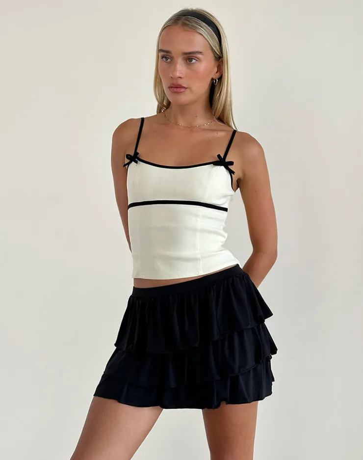 Women Motel Rocks Tailoring | Strappy Tops | Duta Cami Top in Cream with Black Bows