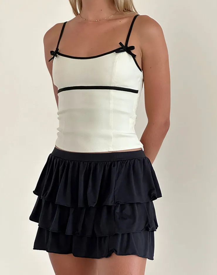 Women Motel Rocks Tailoring | Strappy Tops | Duta Cami Top in Cream with Black Bows