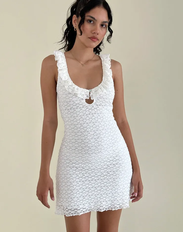 Women Motel Rocks Party Dresses | Mini Dresses | Elliana Mini Dress in Krisan Lace White