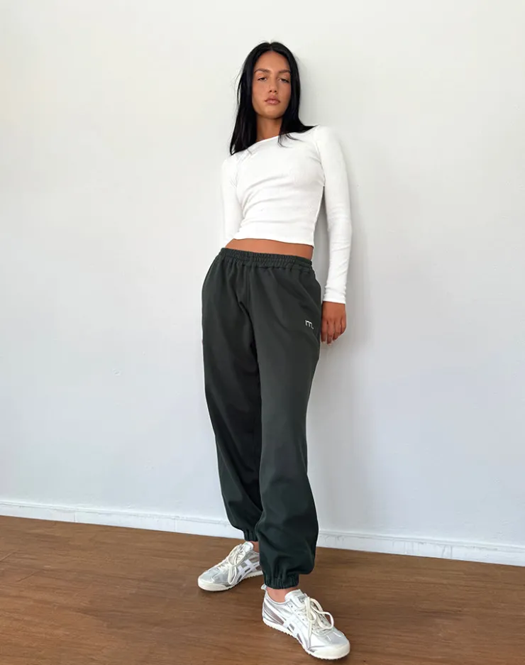 Women Motel Rocks Basics | Co-ords | Em Jogger in Beluga Light Grey with M Embroidery