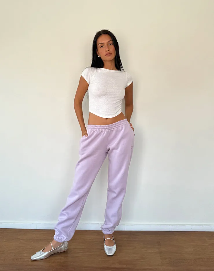 Women Motel Rocks Basics | Em Jogger in Violet Grey with Bow Embroidery