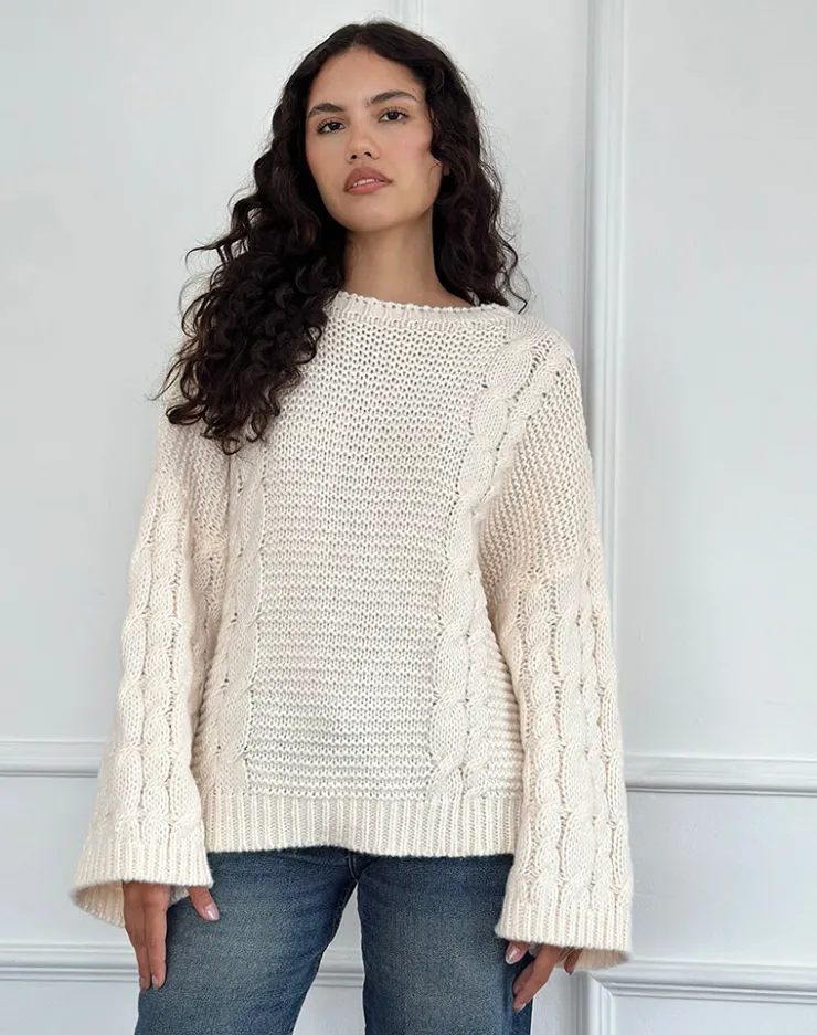 Women Motel Rocks Jumpers | Emarti Jumper in Luxe Chunky Knit Ivory