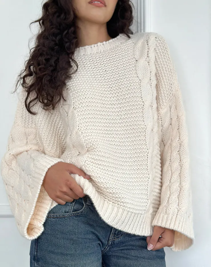 Women Motel Rocks Jumpers | Emarti Jumper in Luxe Chunky Knit Ivory