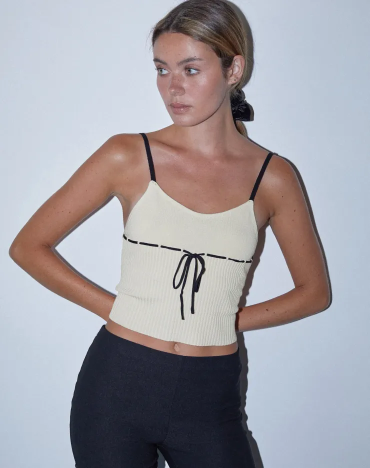 Women Motel Rocks Basics | Basic Tops | Emonie Cami Top in with Black Binding