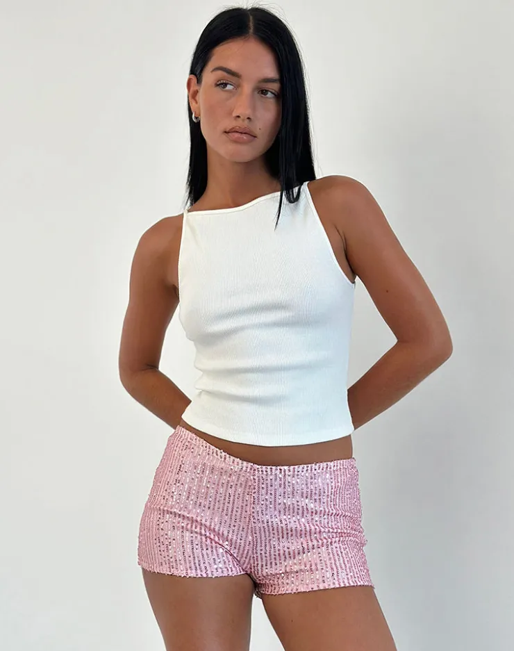 Women Motel Rocks Micro Shorts | Co-ords | Erna Micro Short in Pink Mini Sequin